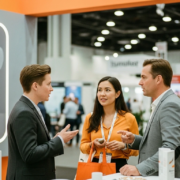 Exhibitor and Attendee Speaking at Tradeshow