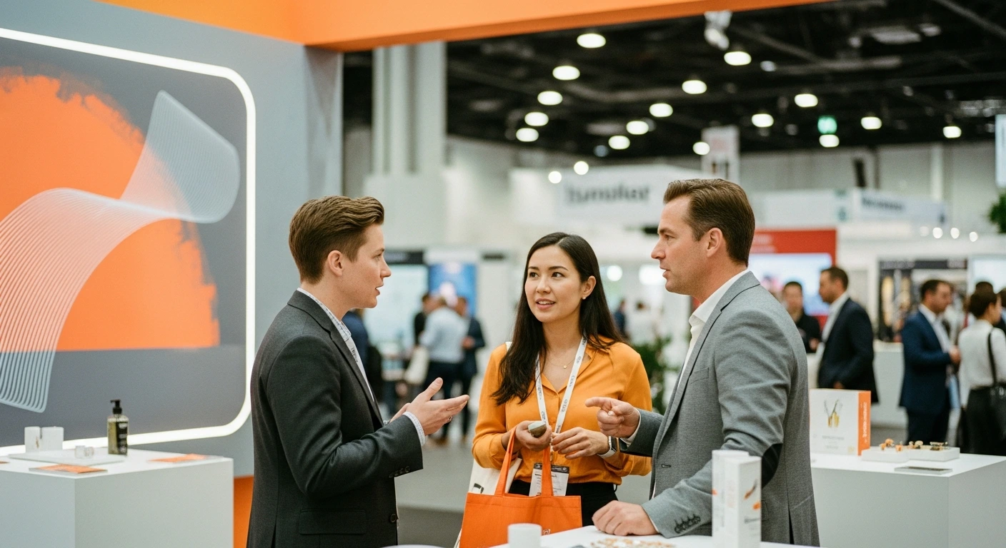 Exhibitor and Attendee Speaking at Tradeshow